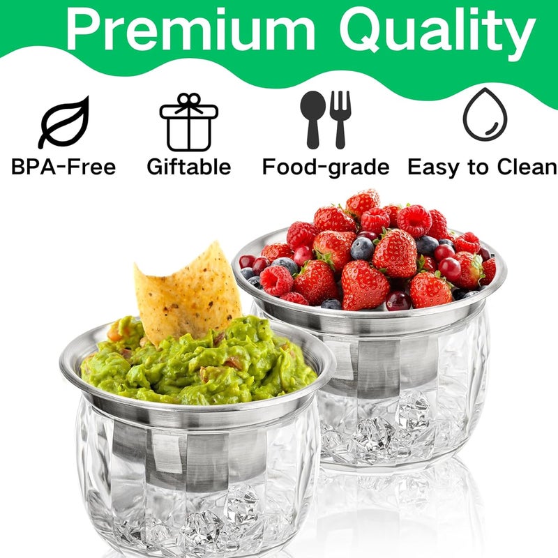 ZENFUN 2 Pack 20 Oz Chilled Dip Bowl with Acrylic Ice Bowl Base, Stainless Steel Ice Chilled Serving Dish Iced Salad Bowl Set for Chilled Pasta, Potato, Dressing, Fruit - Image 5